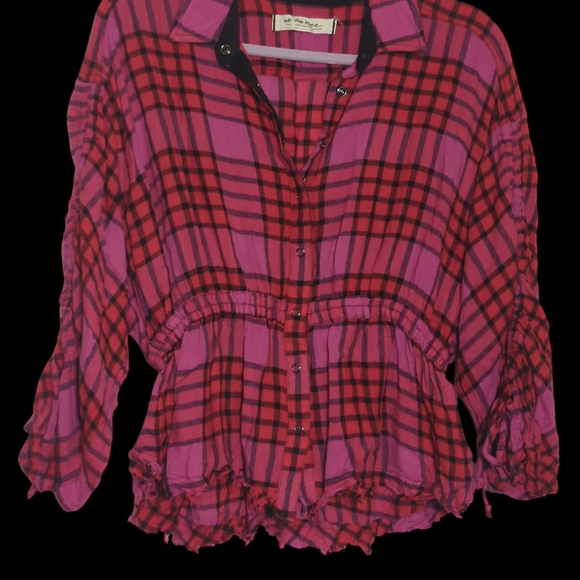 We The Free Red and Pink Plaid Shirt - Picture 1 of 6